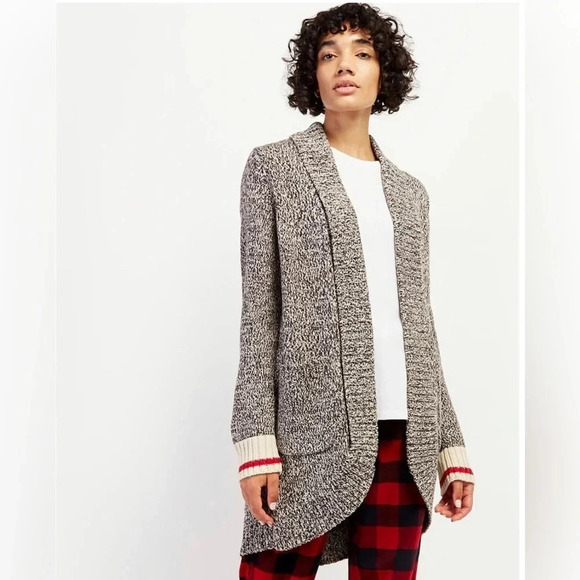Roots Cotton Cabin Long Cardigan Tan Light Brown Twee Preppy Mod Retro Neutral - Picture 1 of 14